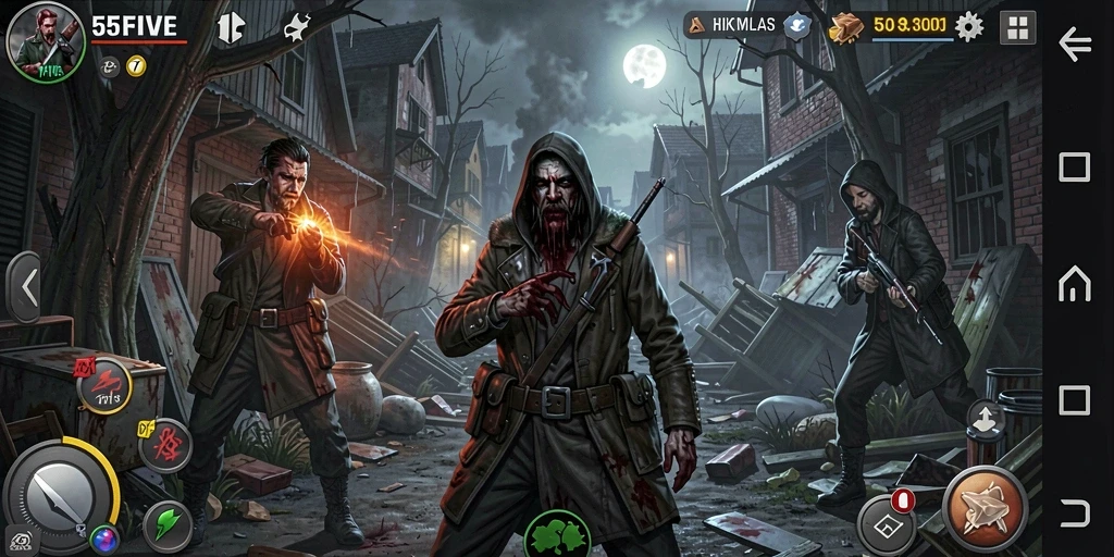 Tampilan gameplay menakutkan dalam 55FIVE dengan suasana Horror yang intens.