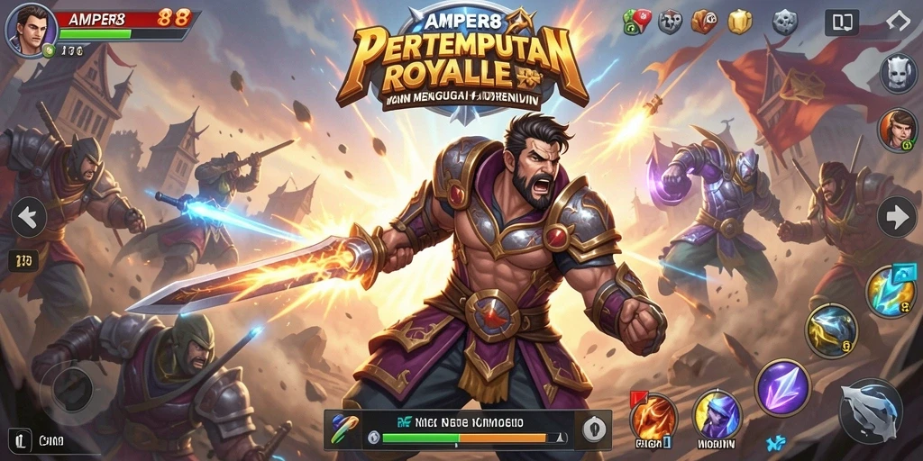 Tampilan gameplay seru di AMPER88 dengan aksi pertempuran mendebarkan.