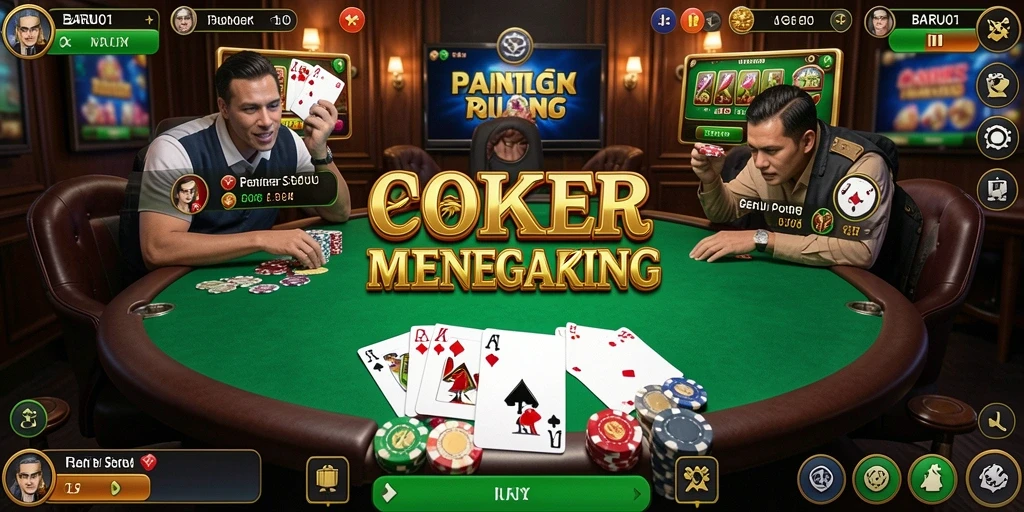Tampilan gameplay seru dari BARU01 dalam pertandingan Poker.