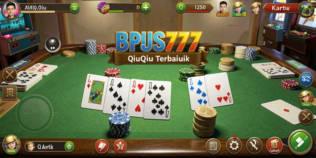 Screenshot gameplay QiuQiu BPJS777 dengan tampilan kartu dan interaksi pemain.