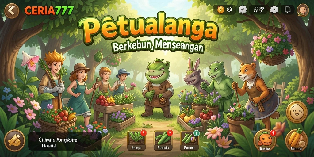 Tangkapan layar CERIA777 menunjukkan aktivitas berkebun yang seru dan interaktif.