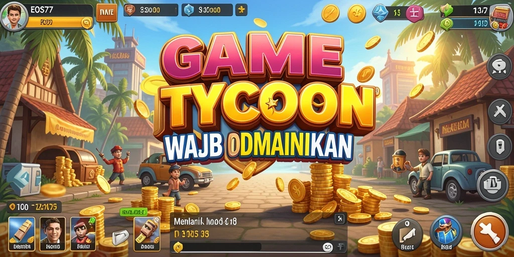 Tampilan gameplay menakjubkan di EOS77 yang mengajak Anda menjadi tycoon sukses.