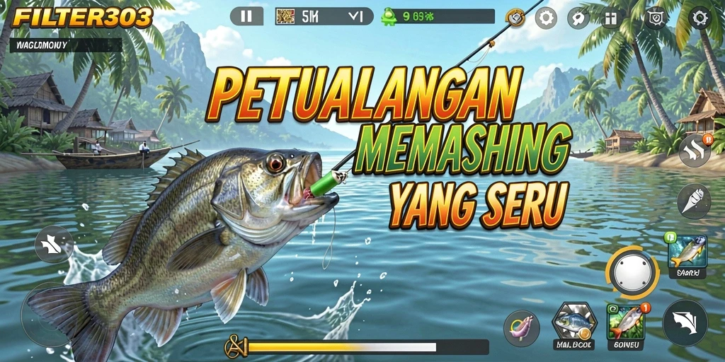 Tampilan gameplay menarik dari FILTER303 saat menangkap ikan.