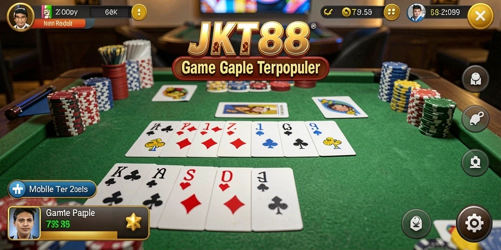 Gameplay seru Gaple di aplikasi JKT88 yang menantang.