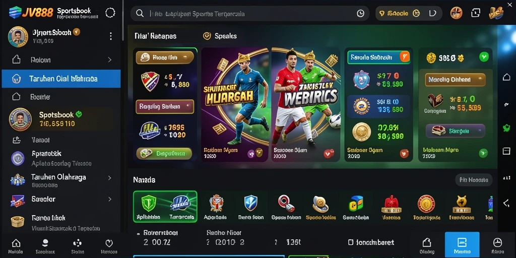 Tampilan antarmuka dan fitur taruhan real-time JV88.