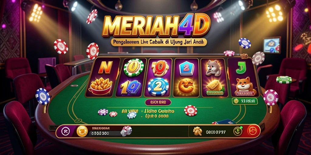 Screenshot gameplay MERIAH4D menampilkan dealer langsung dan permainan yang mendebarkan.