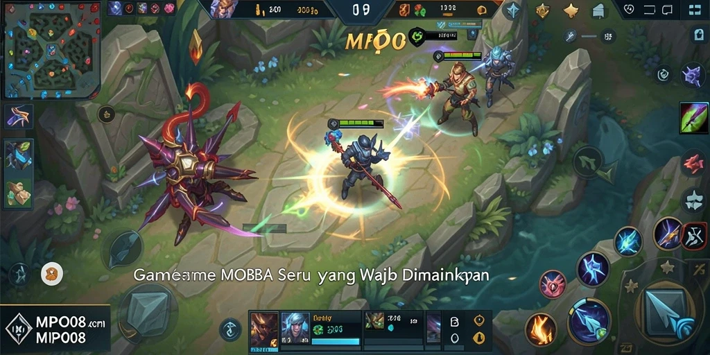 Screenshot gameplay MPO08 menunjukkan pertarungan seru antara tim.
