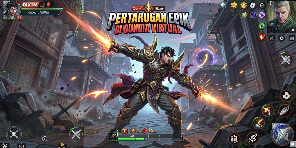 Tampilan aksi seru dari gameplay OLX128 yang mendebarkan.