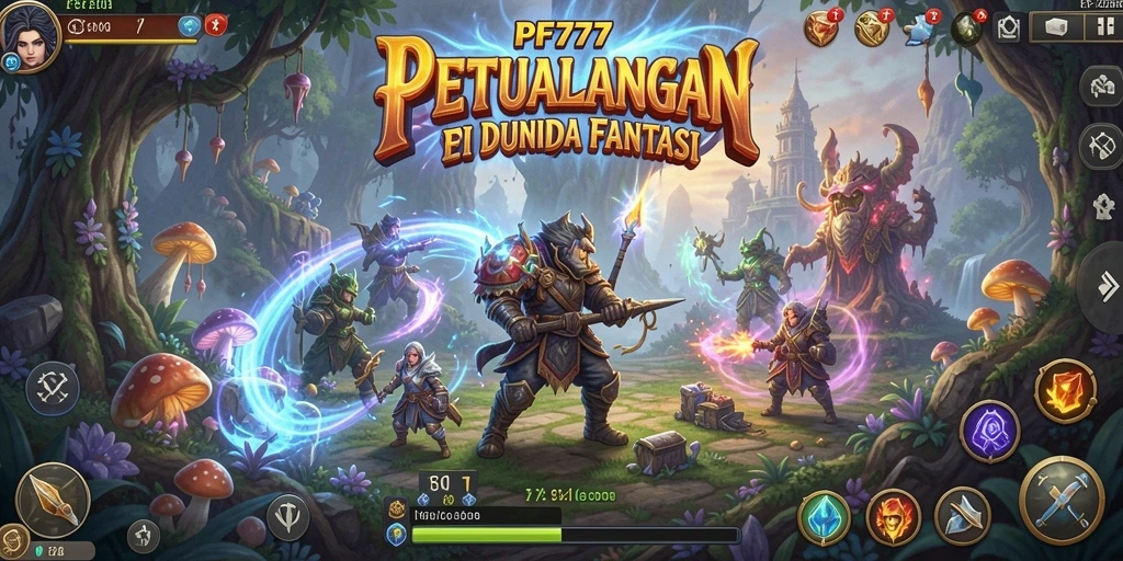 Tangkapan layar utama PF777 menampilkan aksi seru dalam permainan RPG.