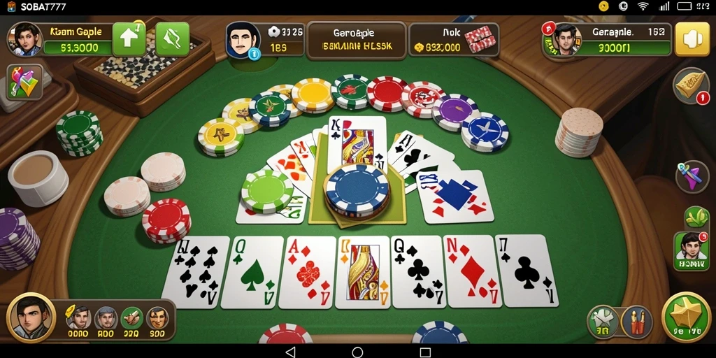Tampilan gameplay menegangkan di SOBAT777 dengan kartu Gaple.