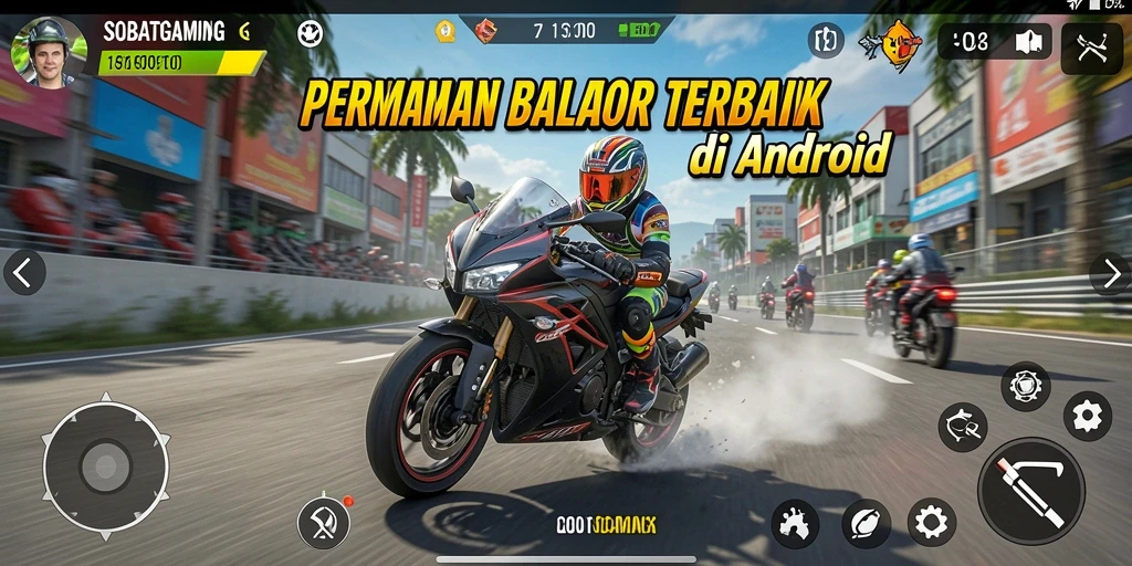 Tampilan menarik dari gameplay balap motor yang mendebarkan.