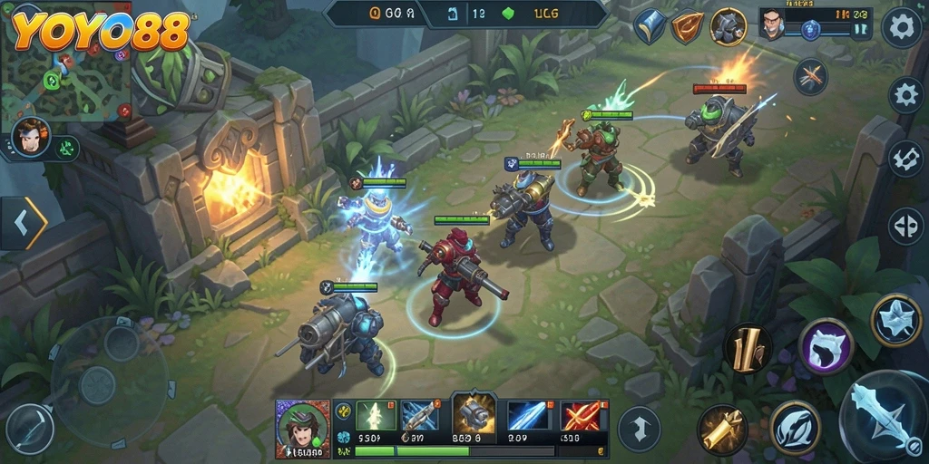 Screenshot gameplay menampilkan pertempuran seru dalam YOYO88.